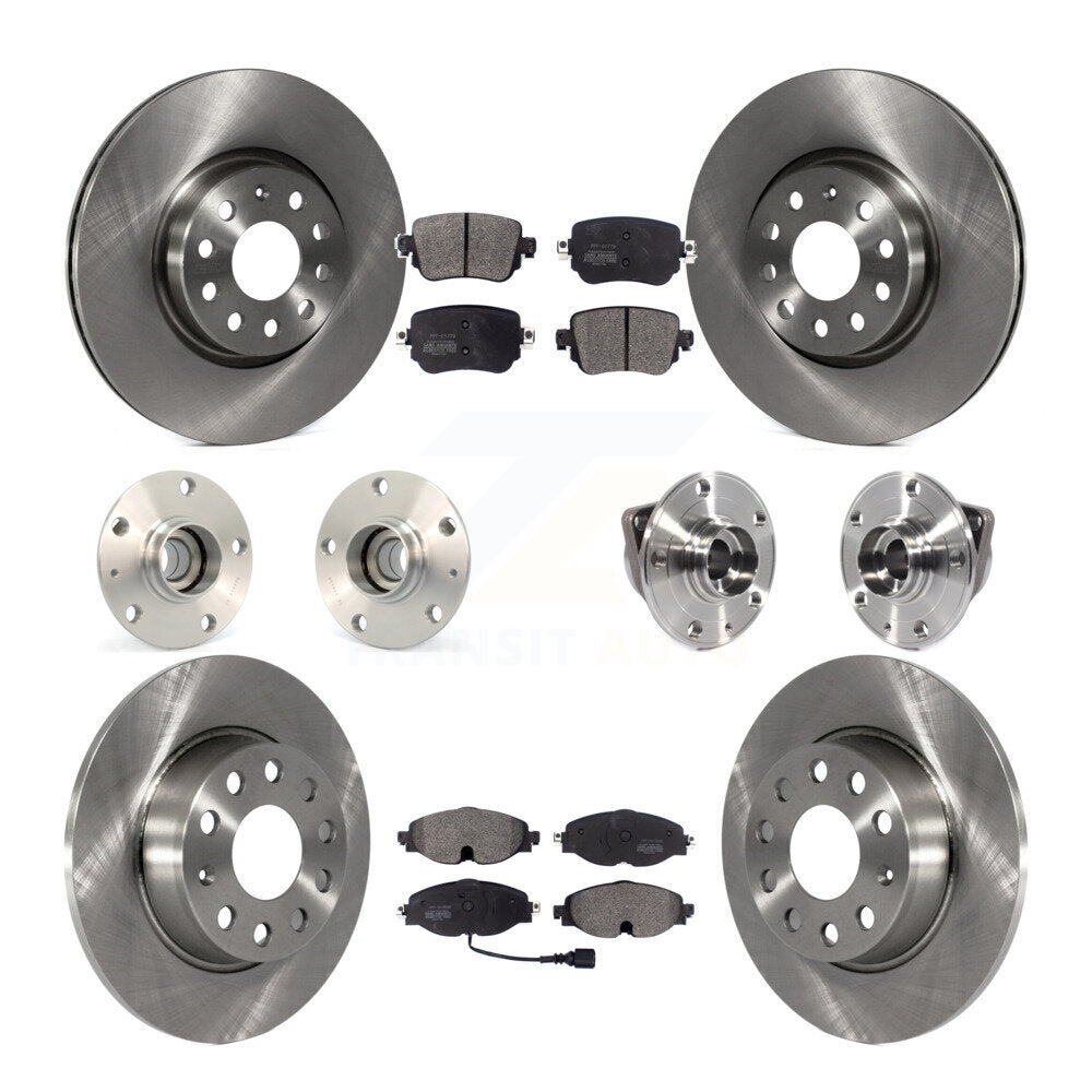 Hub Bearings Disc Brake Rotors And Pads Front Rear Kit (10Pc) For Volkswagen GTI