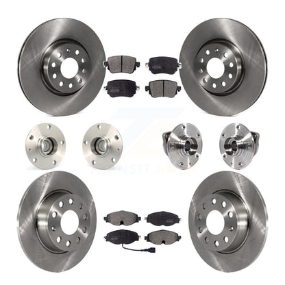 Hub Bearings Disc Brake Rotors And Pads Front Rear Kit (10Pc) For Volkswagen GTI