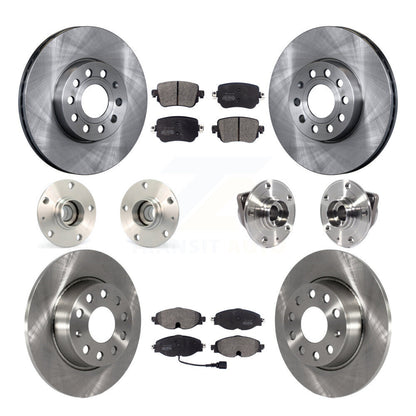 Hub Bearing Brake Rotor Pad Front Rear Kit (10Pc) For Volkswagen Golf SportWagen