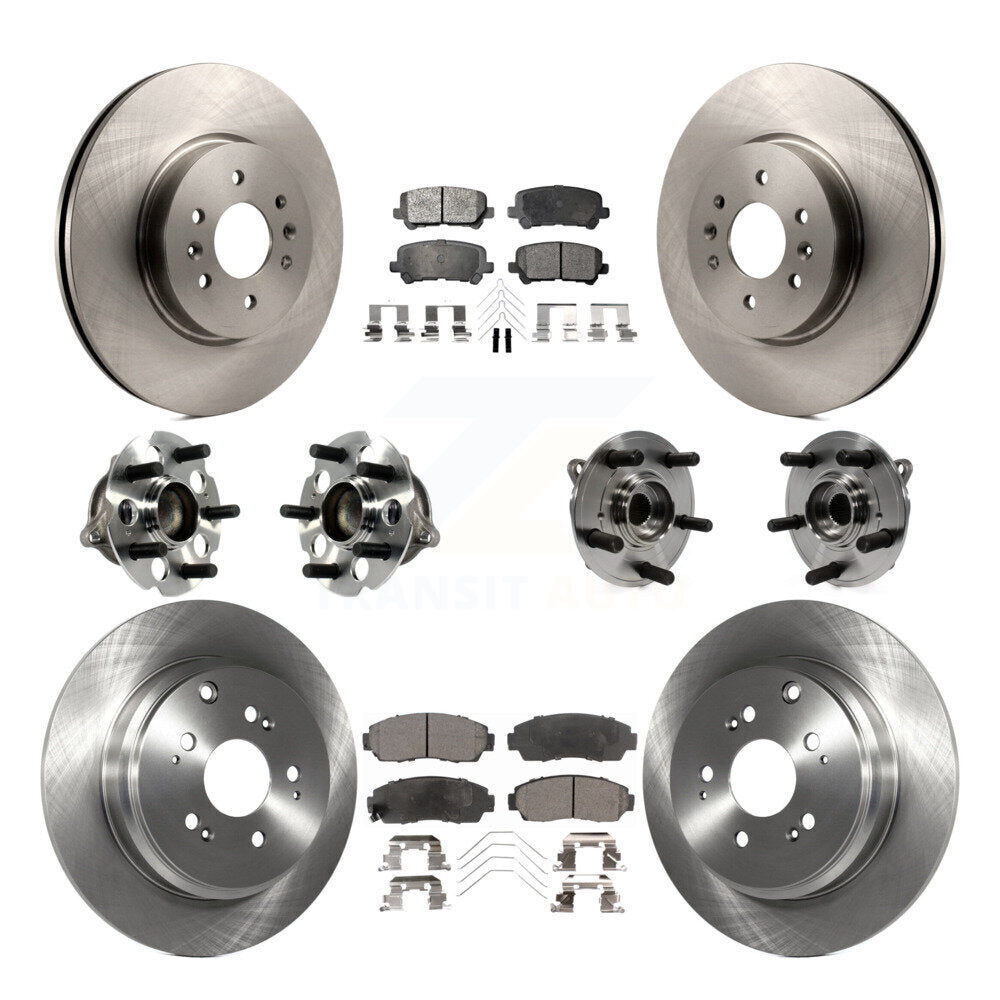 Hub Bearing Brake Rotor & Pads Front Rear Kit (10Pc) For 2011-2014 Honda Odyssey