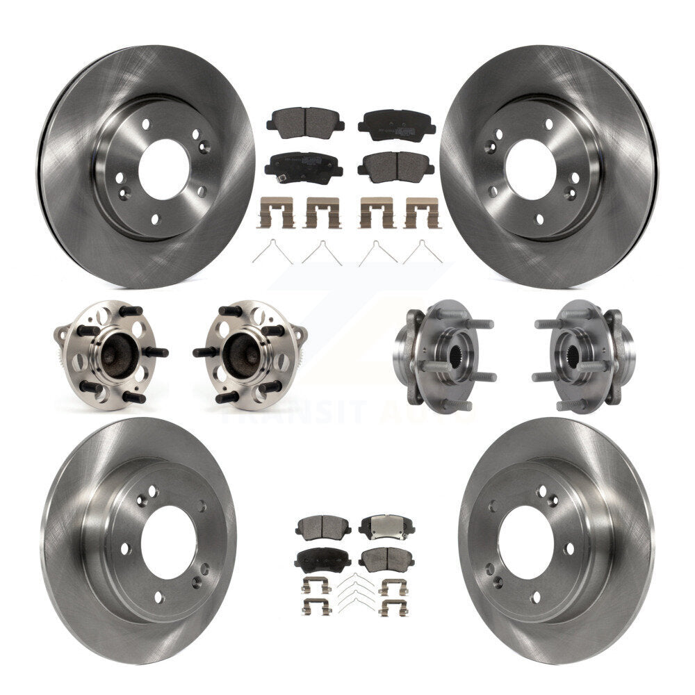 Hub Bearing Brake Rotor & Pads Front Rear Kit (10Pc) For 2017 Hyundai Elantra GT