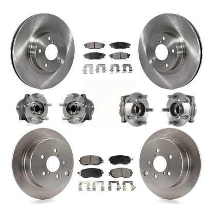 Hub Bearings Disc Brake Rotors And Pads Front Rear Kit (10Pc) For Subaru Impreza