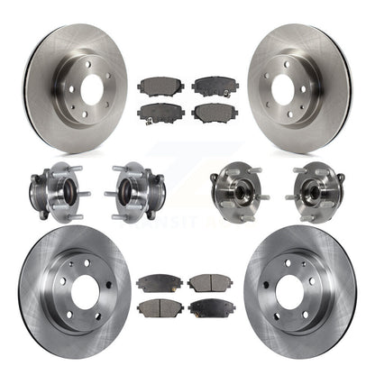Hub Bearings Disc Brake Rotors And Pads Front Rear Kit (10Pc) For Mazda 3 Sport