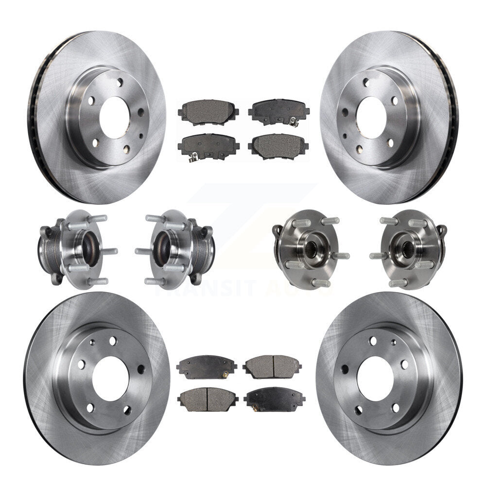 Hub Bearings Disc Brake Rotors And Pads Front Rear Kit (10Pc) For Mazda 3 Sport