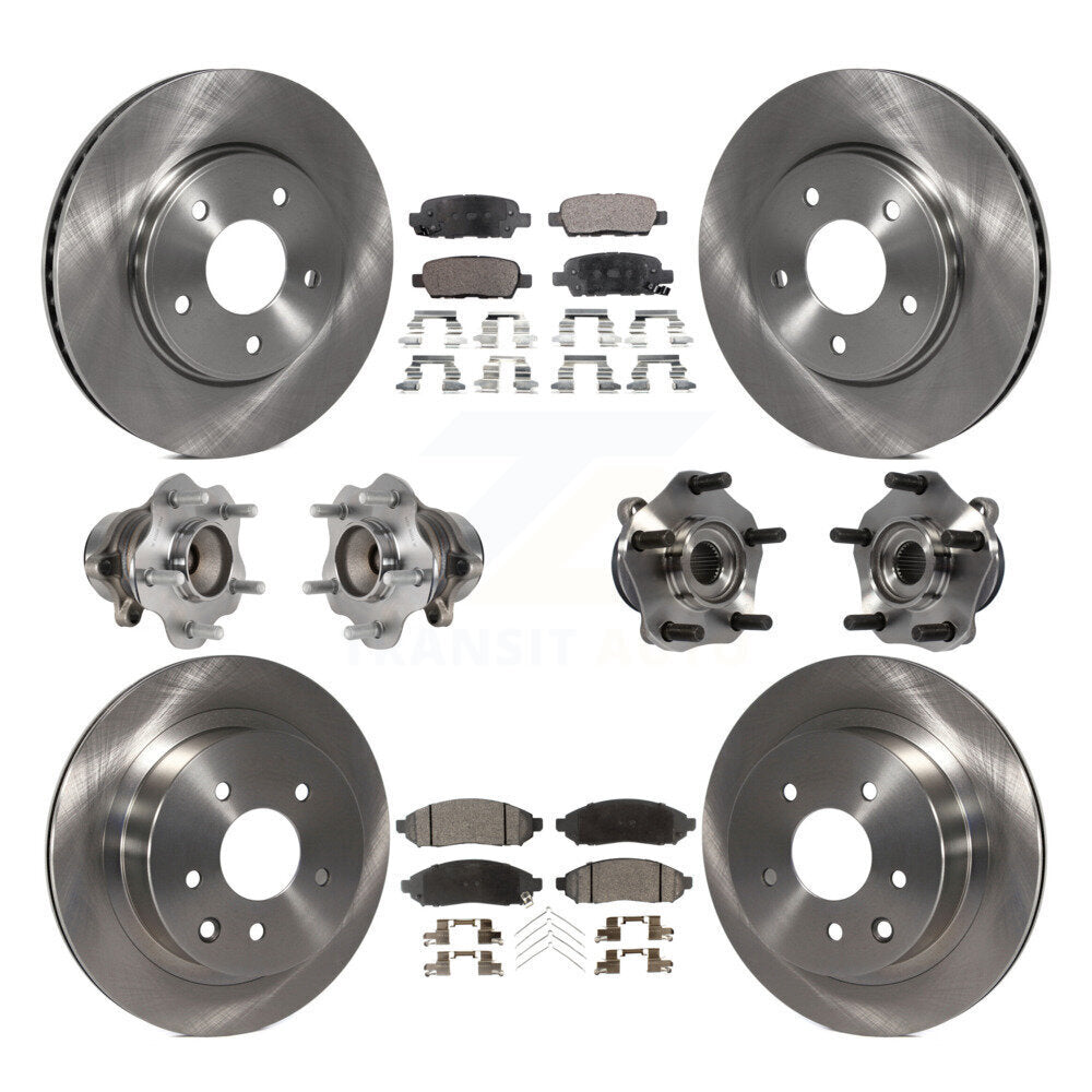 Hub Bearings Disc Brake Rotors And Pads Front Rear Kit (10Pc) For Nissan LEAF