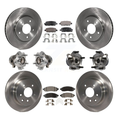Hub Bearings Disc Brake Rotors And Pads Front Rear Kit (10Pc) For Nissan LEAF