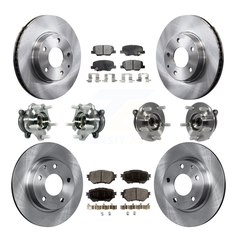 Hub Bearings Disc Brake Rotors And Pads Front Rear Kit (10Pc) For Mazda 3 Sport