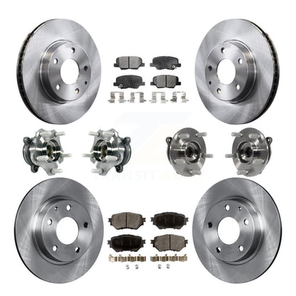 Hub Bearings Disc Brake Rotors And Pads Front Rear Kit (10Pc) For Mazda 3 Sport