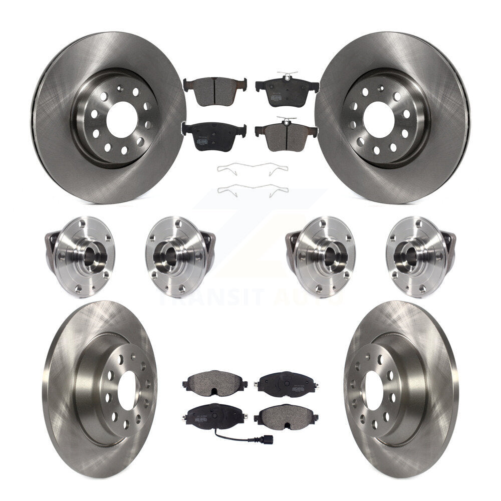 Hub Bearing Disc Brake Rotors And Pads Front Rear Kit (10Pc) For Audi TT Quattro