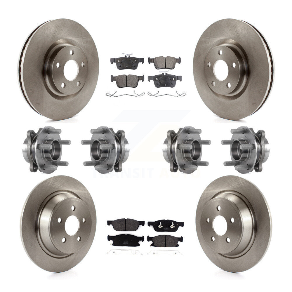 Hub Bearing Brake Rotor & Pads Front Rear Kit (10Pc) For Lincoln Continental AWD