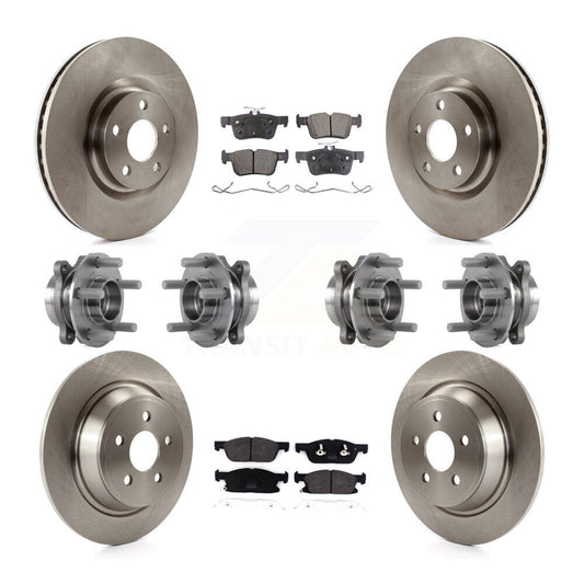 Hub Bearing Brake Rotor & Pads Front Rear Kit (10Pc) For Lincoln Continental AWD