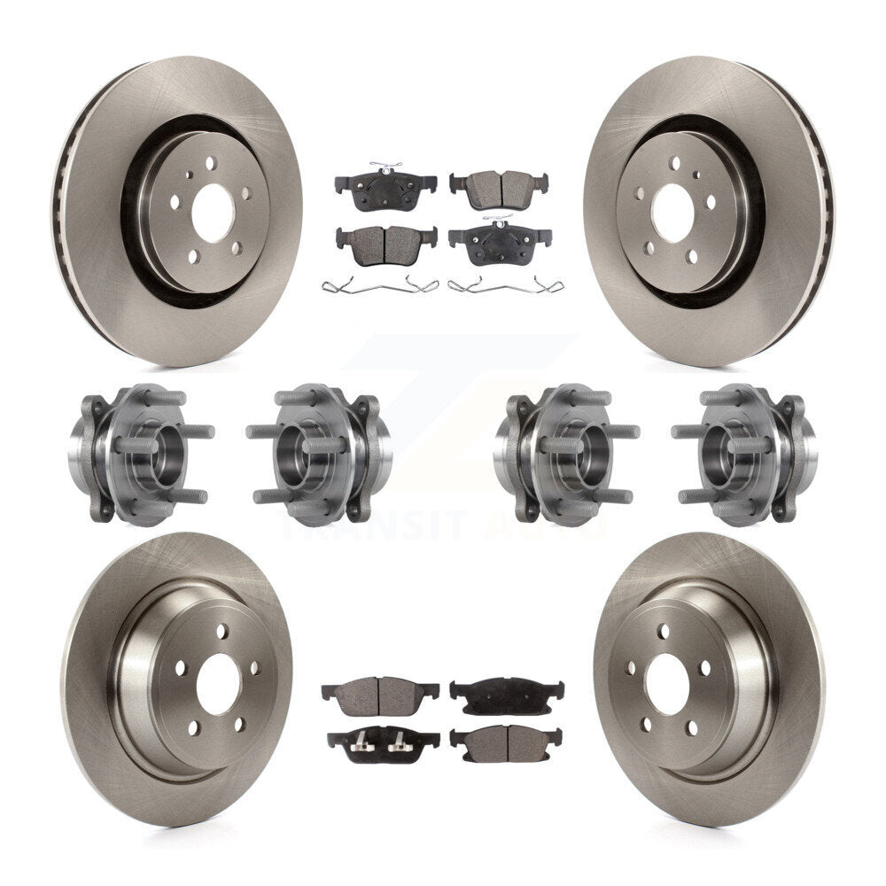 Hub Bearing Brake Rotor Pad Front Rear Kit (10Pc) For Ford Edge Lincoln Nautilus