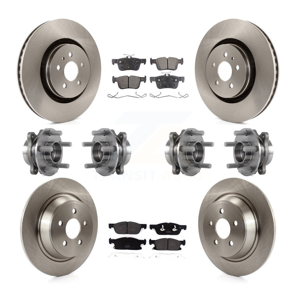 Hub Bearing Brake Rotor & Pads Front Rear Kit (10Pc) For Lincoln Continental AWD