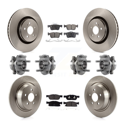 Hub Bearing Brake Rotor & Pads Front Rear Kit (10Pc) For Lincoln Continental AWD