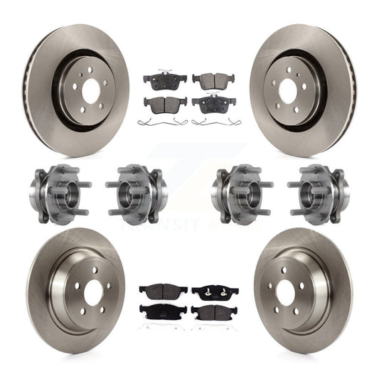 Hub Bearing Brake Rotor & Pads Front Rear Kit (10Pc) For Lincoln Continental AWD