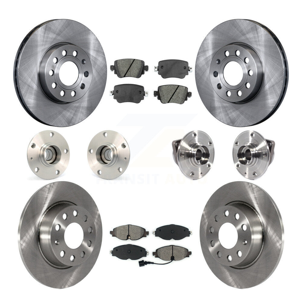 Hub Bearing Brake Rotor Pad Front Rear Kit (10Pc) For Volkswagen Golf SportWagen