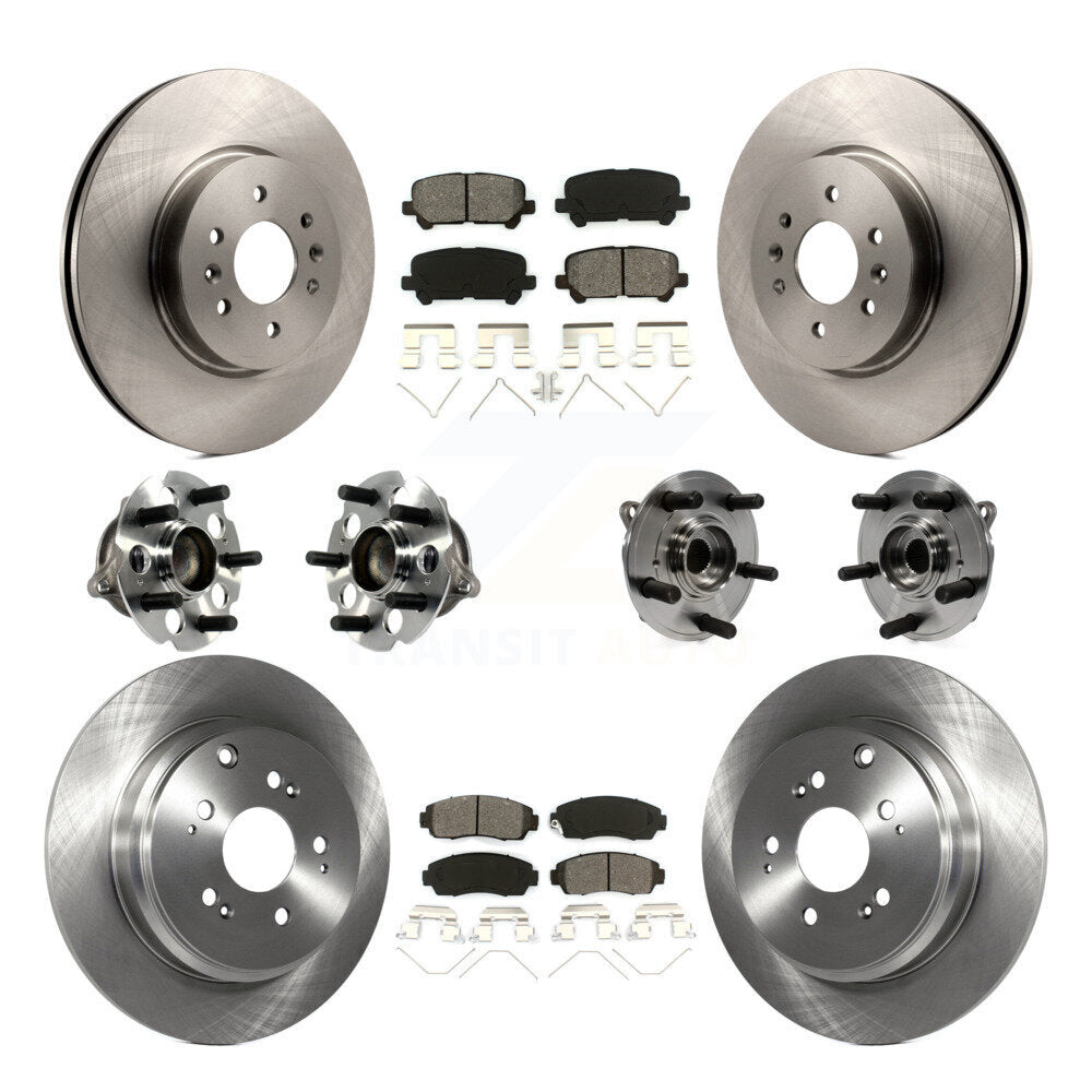 Hub Bearing Brake Rotor & Pads Front Rear Kit (10Pc) For 2011-2014 Honda Odyssey