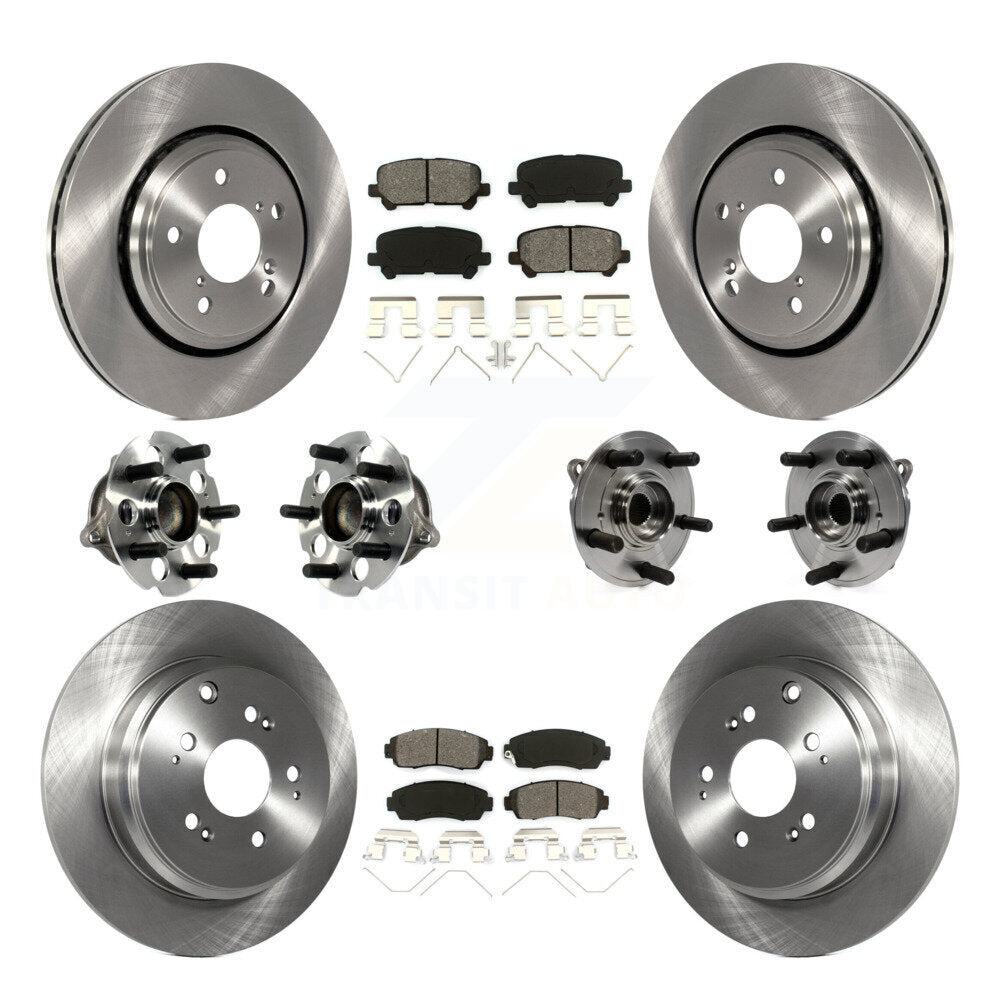 Hub Bearing Brake Rotor & Pads Front Rear Kit (10Pc) For 2015-2017 Honda Odyssey