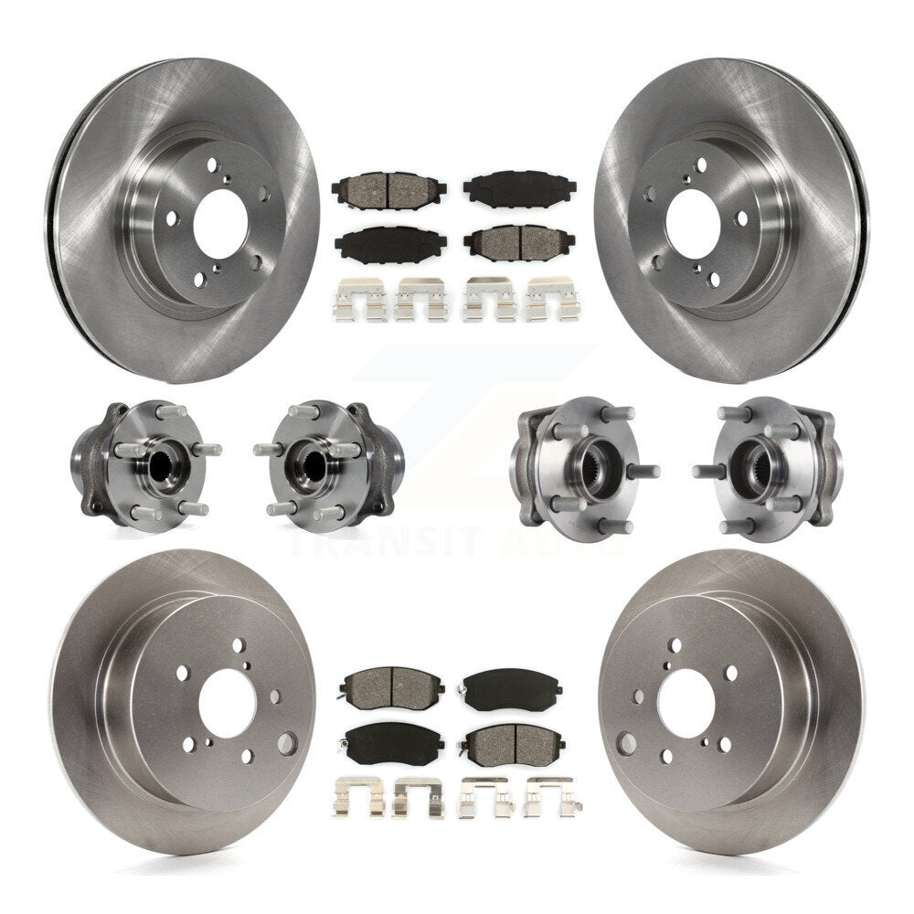 Hub Bearings Disc Brake Rotors And Pads Front Rear Kit (10Pc) For Subaru Impreza