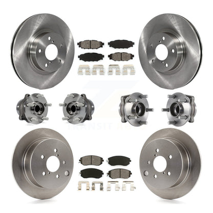 Hub Bearings Disc Brake Rotors And Pads Front Rear Kit (10Pc) For Subaru Impreza