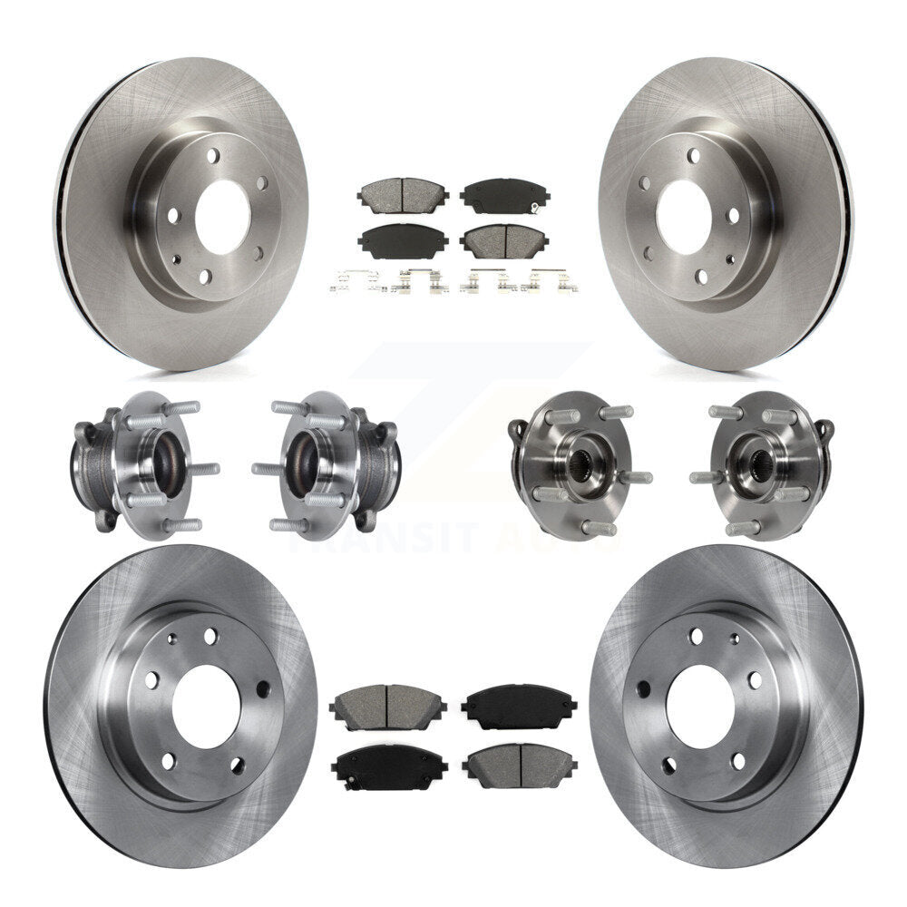 Hub Bearings Disc Brake Rotors And Pads Front Rear Kit (10Pc) For Mazda 3 Sport