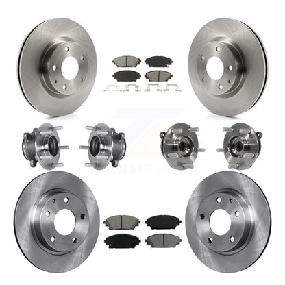Hub Bearings Disc Brake Rotors And Pads Front Rear Kit (10Pc) For Mazda 3 Sport