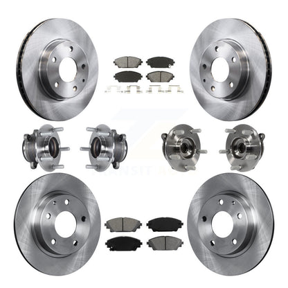 Hub Bearings Disc Brake Rotors And Pads Front Rear Kit (10Pc) For Mazda 3 Sport