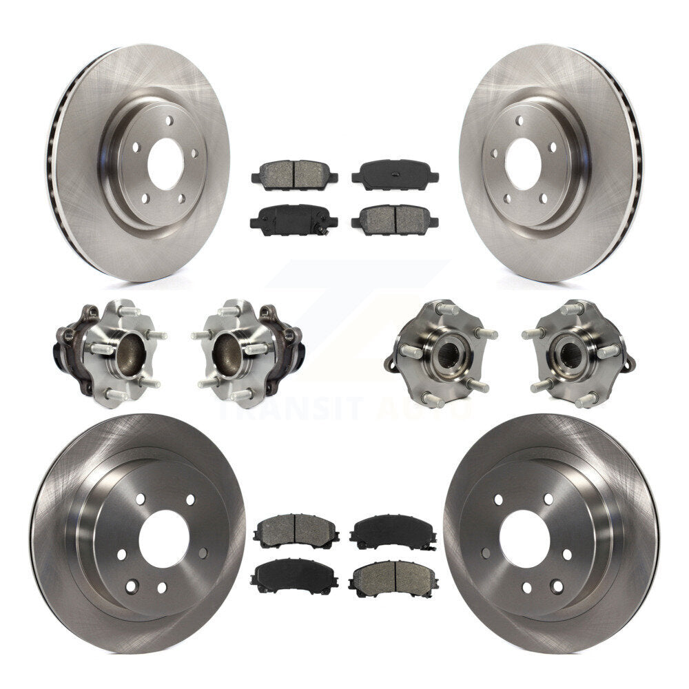 Hub Bearings Disc Brake Rotors And Pads Front Rear Kit (10Pc) For Nissan Rogue