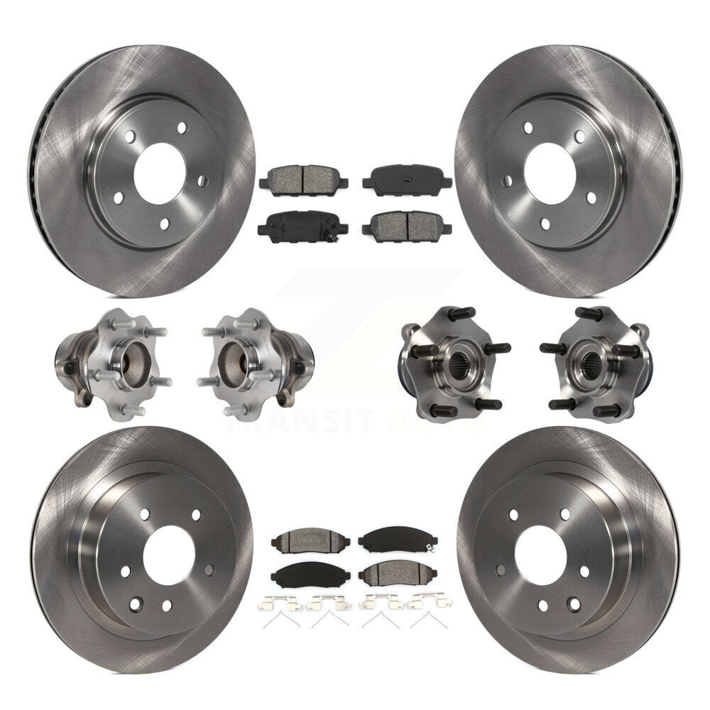 Hub Bearings Disc Brake Rotors And Pads Front Rear Kit (10Pc) For Nissan LEAF