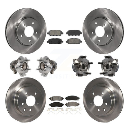 Hub Bearings Disc Brake Rotors And Pads Front Rear Kit (10Pc) For Nissan LEAF