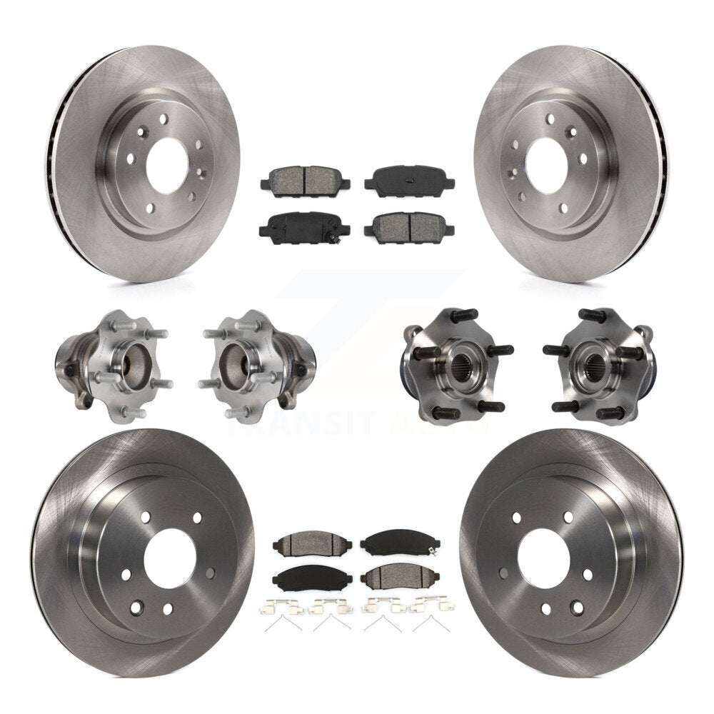 Hub Bearings Disc Brake Rotors And Pads Front Rear Kit (10Pc) For Nissan LEAF