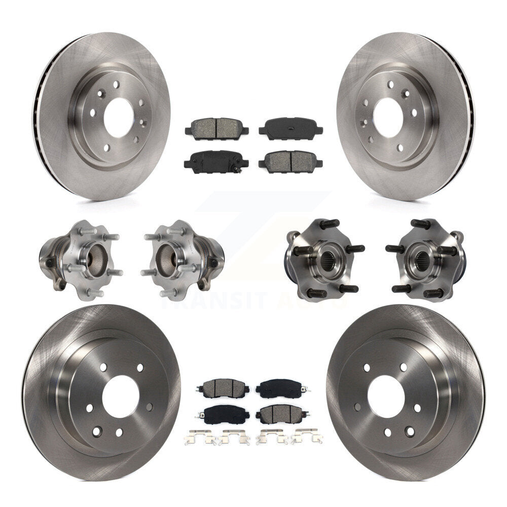 Hub Bearings Disc Brake Rotors And Pads Front Rear Kit (10Pc) For Nissan LEAF