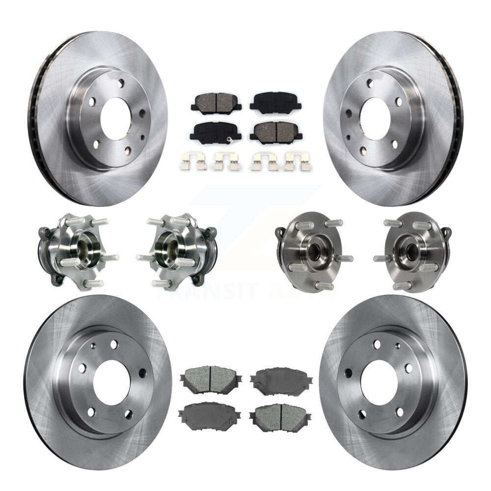 Hub Bearings Disc Brake Rotors And Pads Front Rear Kit (10Pc) For Mazda 3 Sport