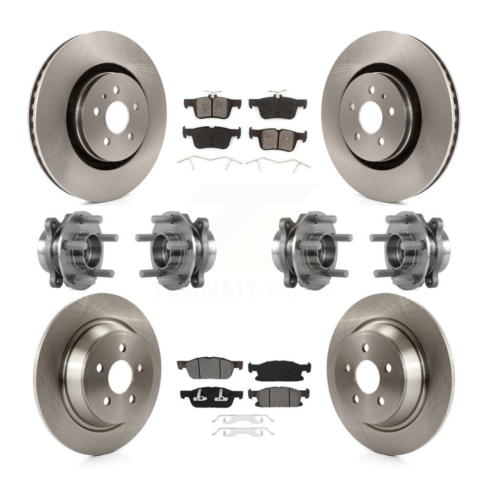 Hub Bearing Brake Rotor Pad Front Rear Kit (10Pc) For Ford Edge Lincoln Nautilus