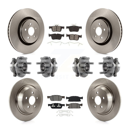 Hub Bearing Brake Rotor Pad Front Rear Kit (10Pc) For Ford Edge Lincoln Nautilus