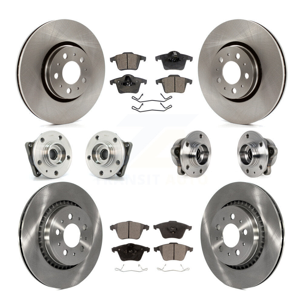 Hub Bearing Brake Rotor & Pad Front Rear Kit (10Pc) For 2008-2014 Volvo XC90 AWD