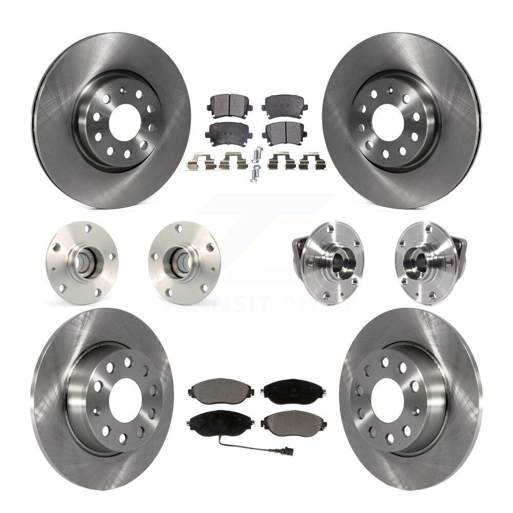 Hub Bearings Disc Brake Rotors And Pads Front Rear Kit (10Pc) For Volkswagen GTI