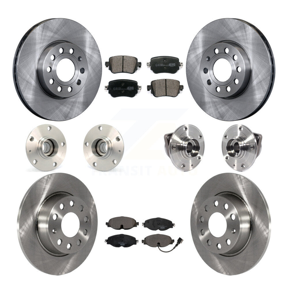 Hub Bearing Brake Rotor Pad Front Rear Kit (10Pc) For Volkswagen Golf SportWagen