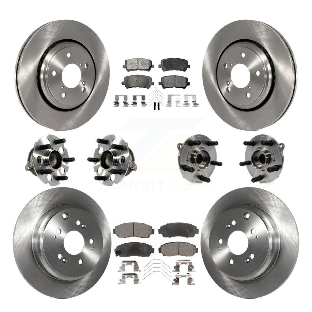 Hub Bearing Brake Rotor & Pads Front Rear Kit (10Pc) For 2015-2017 Honda Odyssey