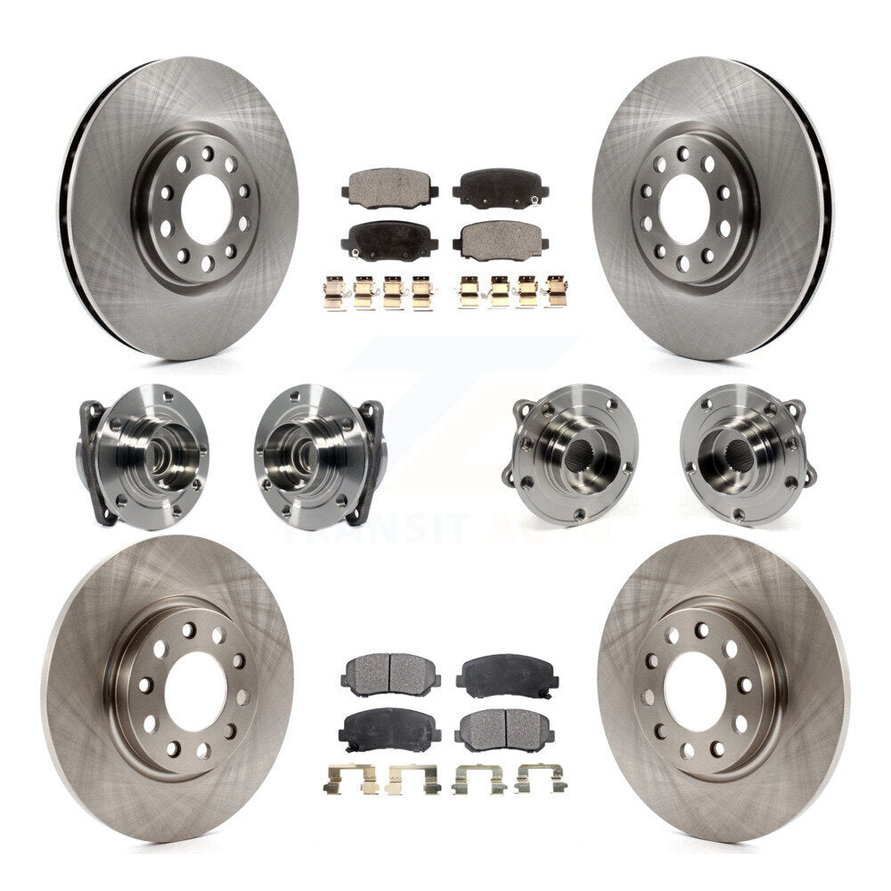 Hub Bearing Brake Rotor Pad Front Rear Kit (10Pc) For 2015-2017 Chrysler 200 FWD