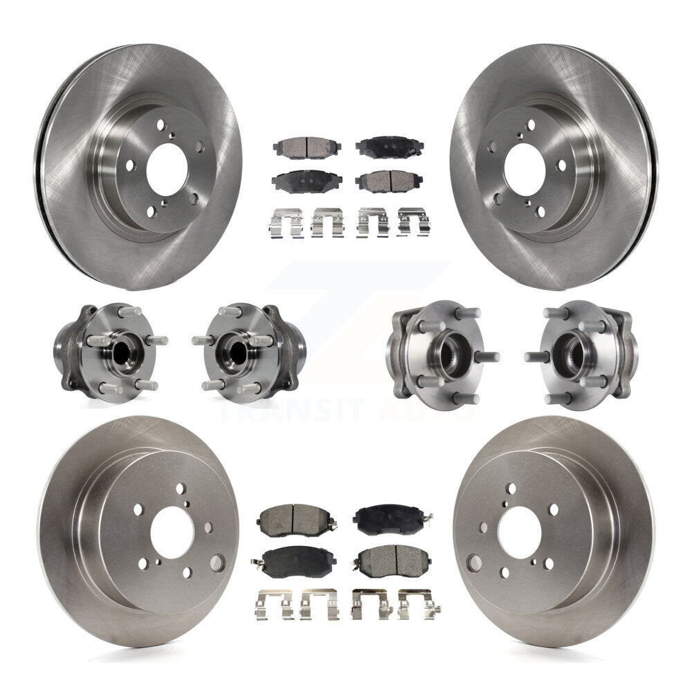 Hub Bearings Disc Brake Rotors And Pads Front Rear Kit (10Pc) For Subaru Impreza