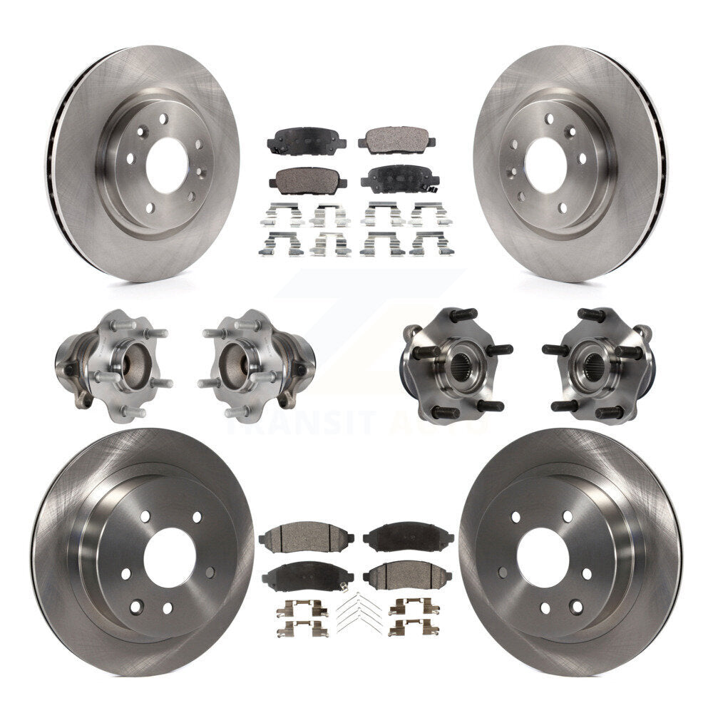 Hub Bearings Disc Brake Rotors And Pads Front Rear Kit (10Pc) For Nissan LEAF