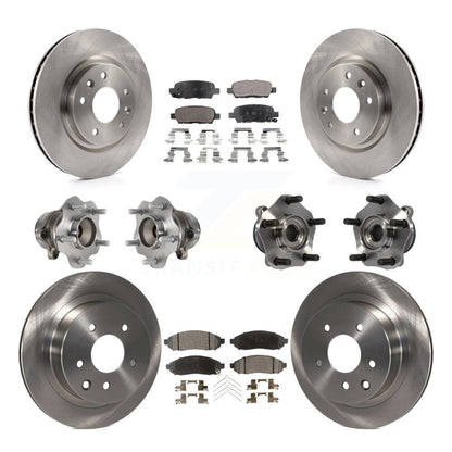 Hub Bearings Disc Brake Rotors And Pads Front Rear Kit (10Pc) For Nissan LEAF