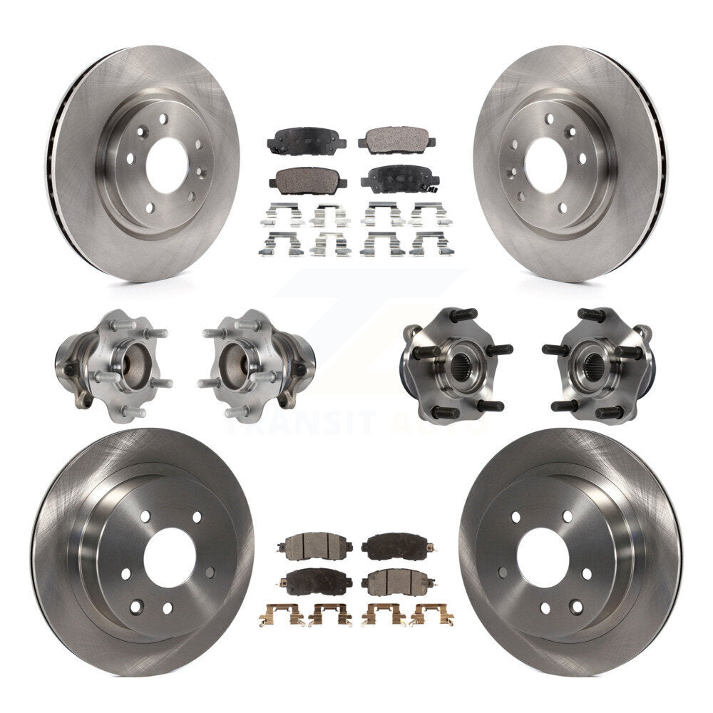 Hub Bearings Disc Brake Rotors And Pads Front Rear Kit (10Pc) For Nissan LEAF