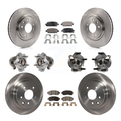 Hub Bearings Disc Brake Rotors And Pads Front Rear Kit (10Pc) For Nissan LEAF