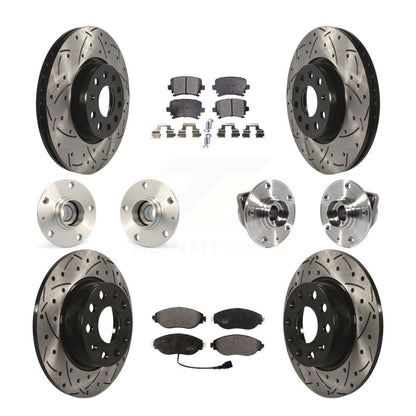 Hub Bearing Coated Disc Brake Rotor Pad Front Rear Kit (10Pc) For Volkswagen GTI