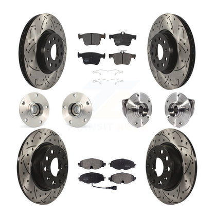 Hub Bearing Coated Brake Rotor & Pad Front Rear Kit (10Pc) For Audi A3 Sportback