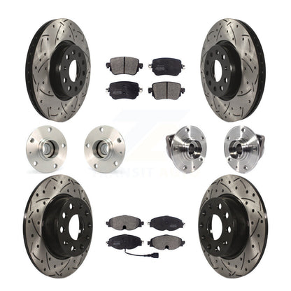 Hub Bearing Coated Disc Brake Rotor Pad Front Rear Kit (10Pc) For Volkswagen GTI