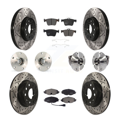 Hub Bearing Coated Brake Rotor & Pad Front Rear Kit (10Pc) For 2016 Audi A3 2.0L
