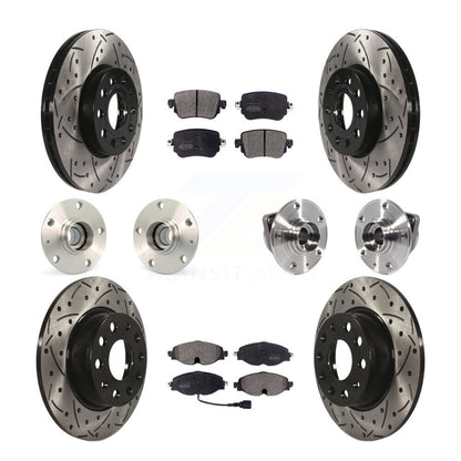 Hub Bearing Coated Brake Rotor And Pad Front Rear Kit (10Pc) For Volkswagen Golf